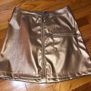 Urban outfitters gold zip up mini skirt